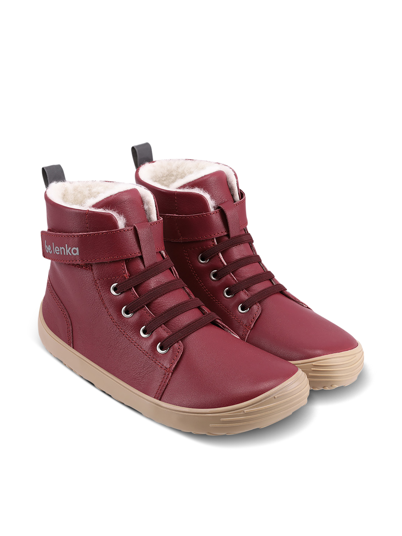 Kinder Winter Barfußschuhe Be Lenka Winter Kids - Dark Cherry Red.