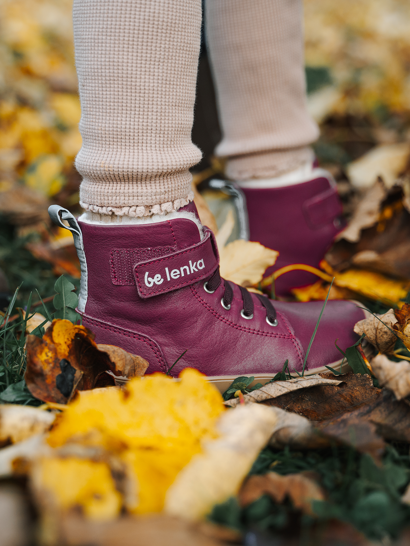 Kinder Winter Barfußschuhe Be Lenka Winter Kids - Dark Cherry Red.
