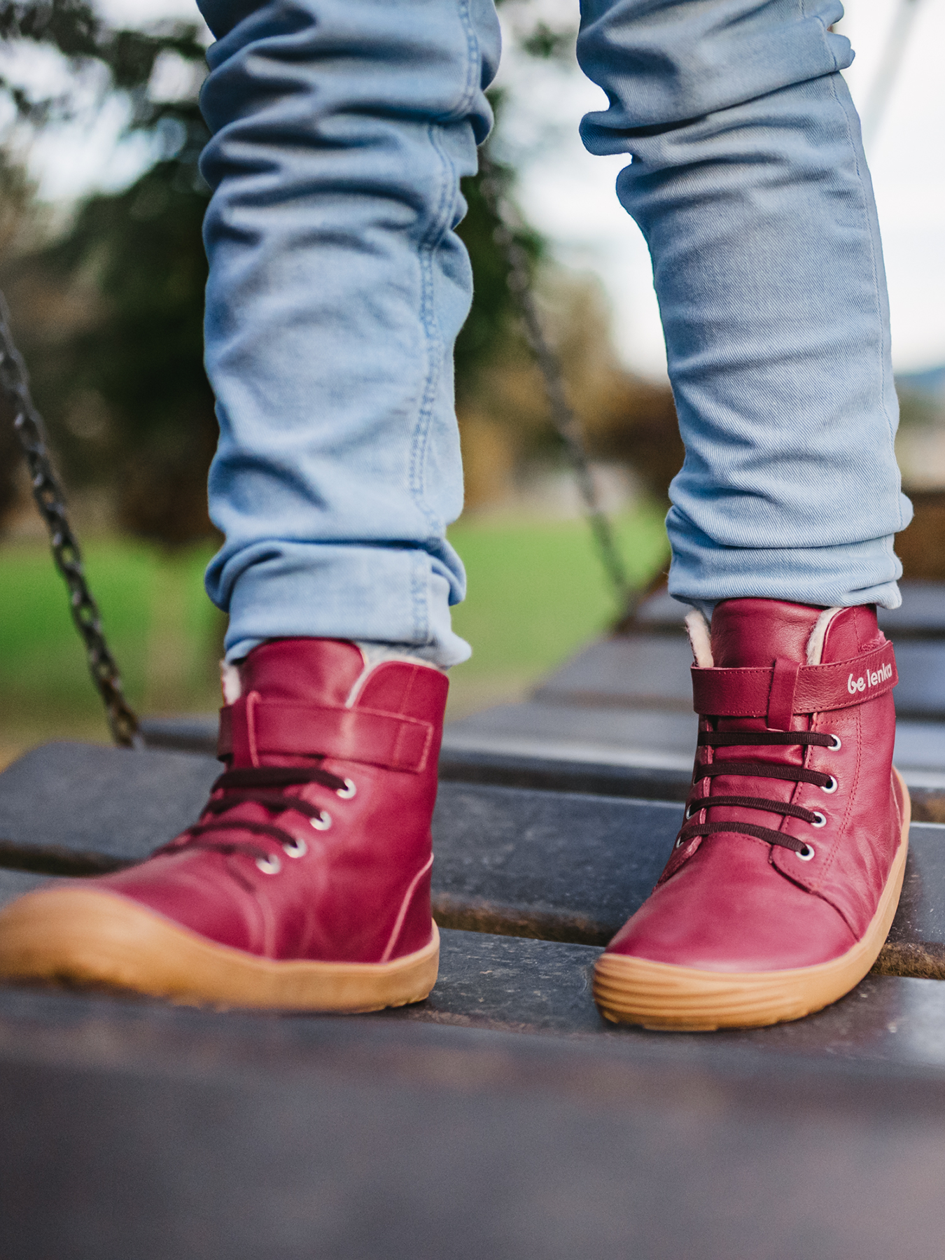 Kinder Winter Barfußschuhe Be Lenka Winter Kids - Dark Cherry Red.